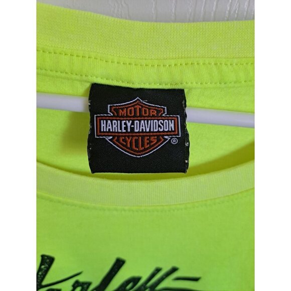 Harley-Davidson Women's XL Neon Yellow T-Shirt Rockstar Fort Myers, Florida - Picture 3 of 7